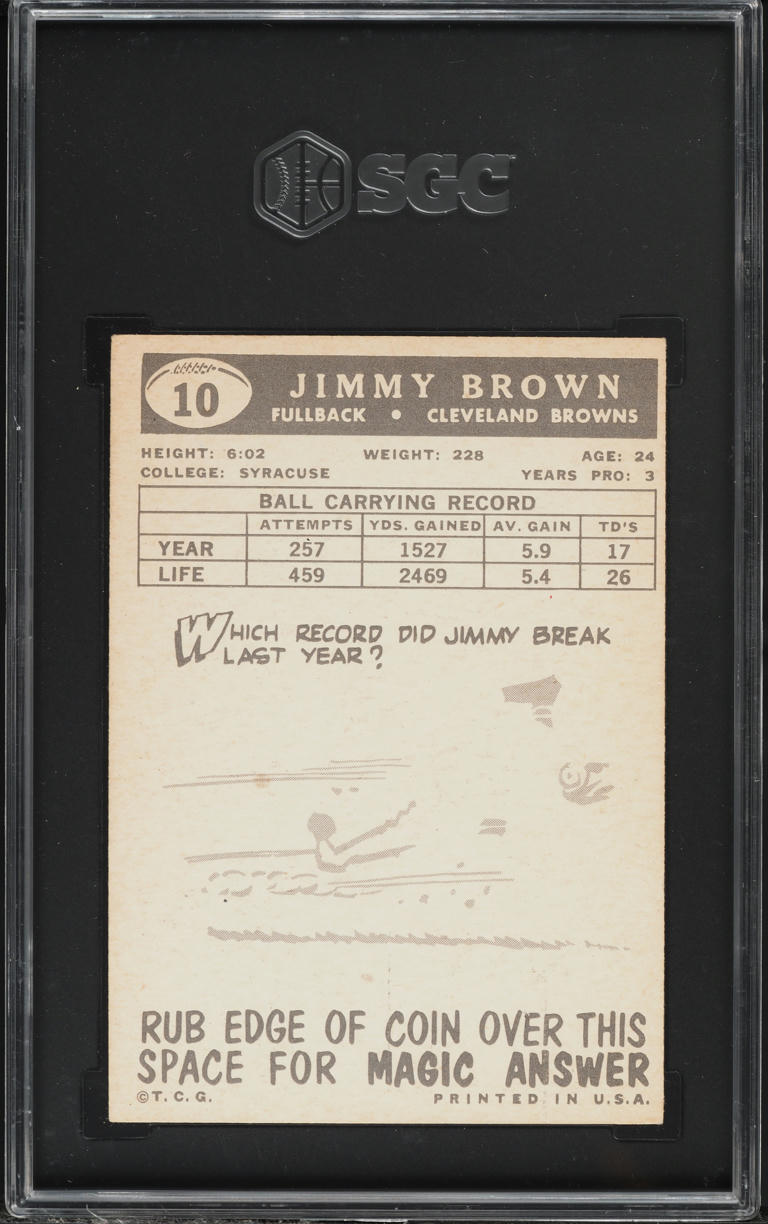 1959 Topps Football Jim Brown #10 SGC 4.5 VGEX+