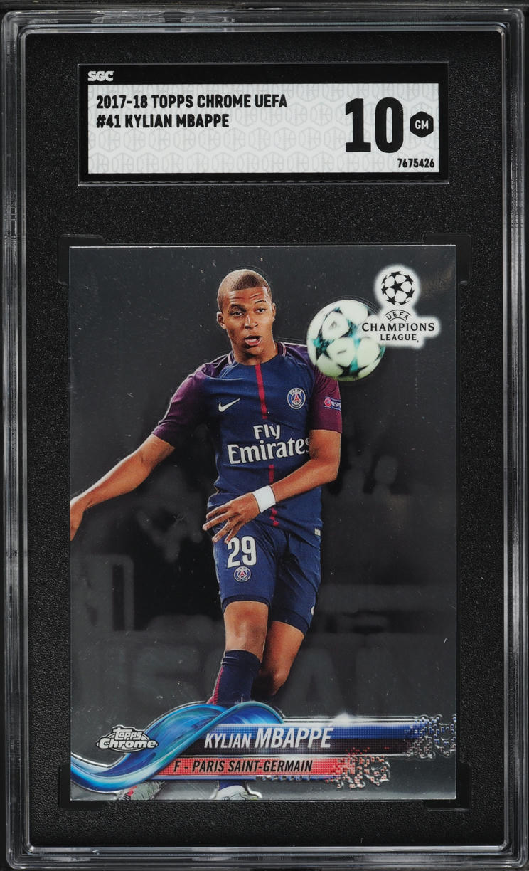 2017 Topps Chrome UEFA Champions Kylian Mbappe ROOKIE #41 SGC 10 GEM MINT