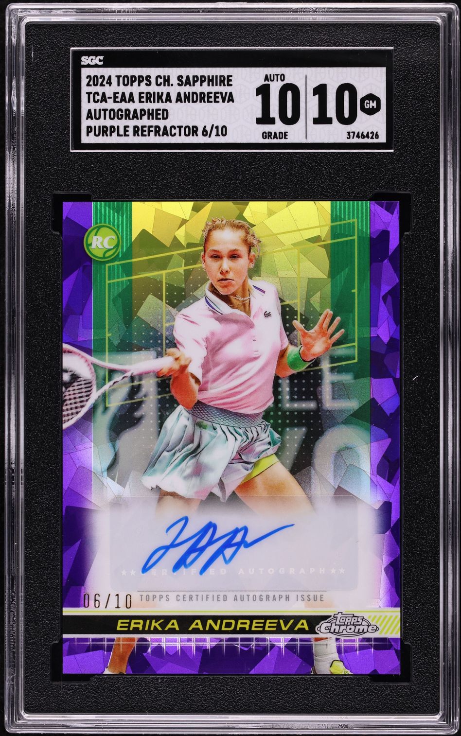 2024 Topps Chrome Sapphire Purple Refractor Erika Andreeva AUTO