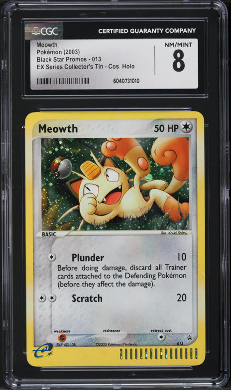 2003 Pokemon Black Star Promo EX Series Cosmos Holo Meowth #13 CGC 8 NM-MT