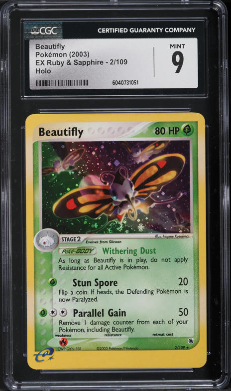 2003 Pokemon EX Ruby & Sapphire Holo Beautifly #2 CGC 9 MINT