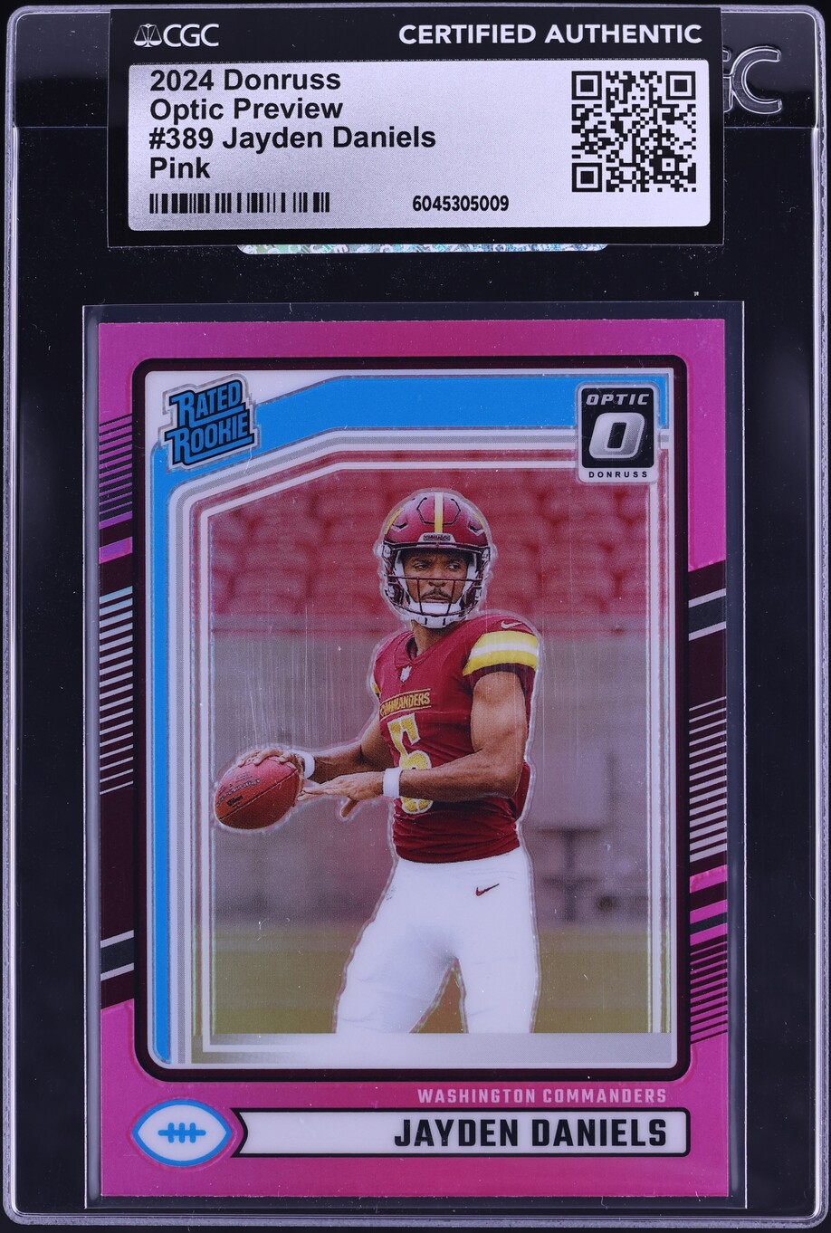 2024 Donruss Optic Preview Pink Jayden Daniels ROOKIE #389 CGC AUTH