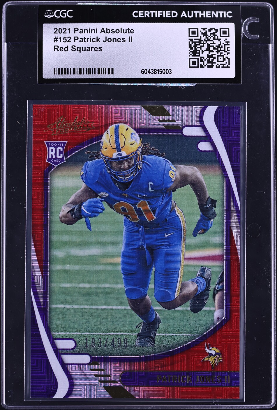 2021 Absolute Red Squares Patrick Jones II ROOKIE /499 #152 CGC AUTH