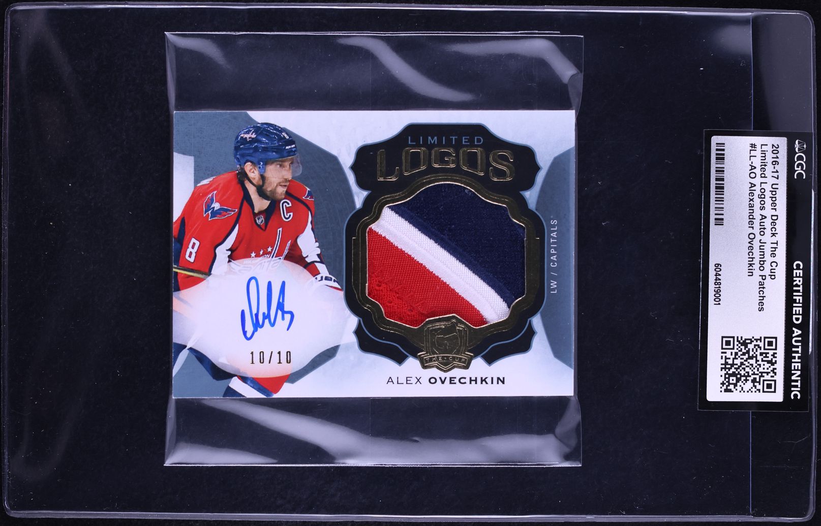 2016 UD The Cup Limited Logos Alexander Ovechkin PATCH AUTO 10/10 CGC AUTH