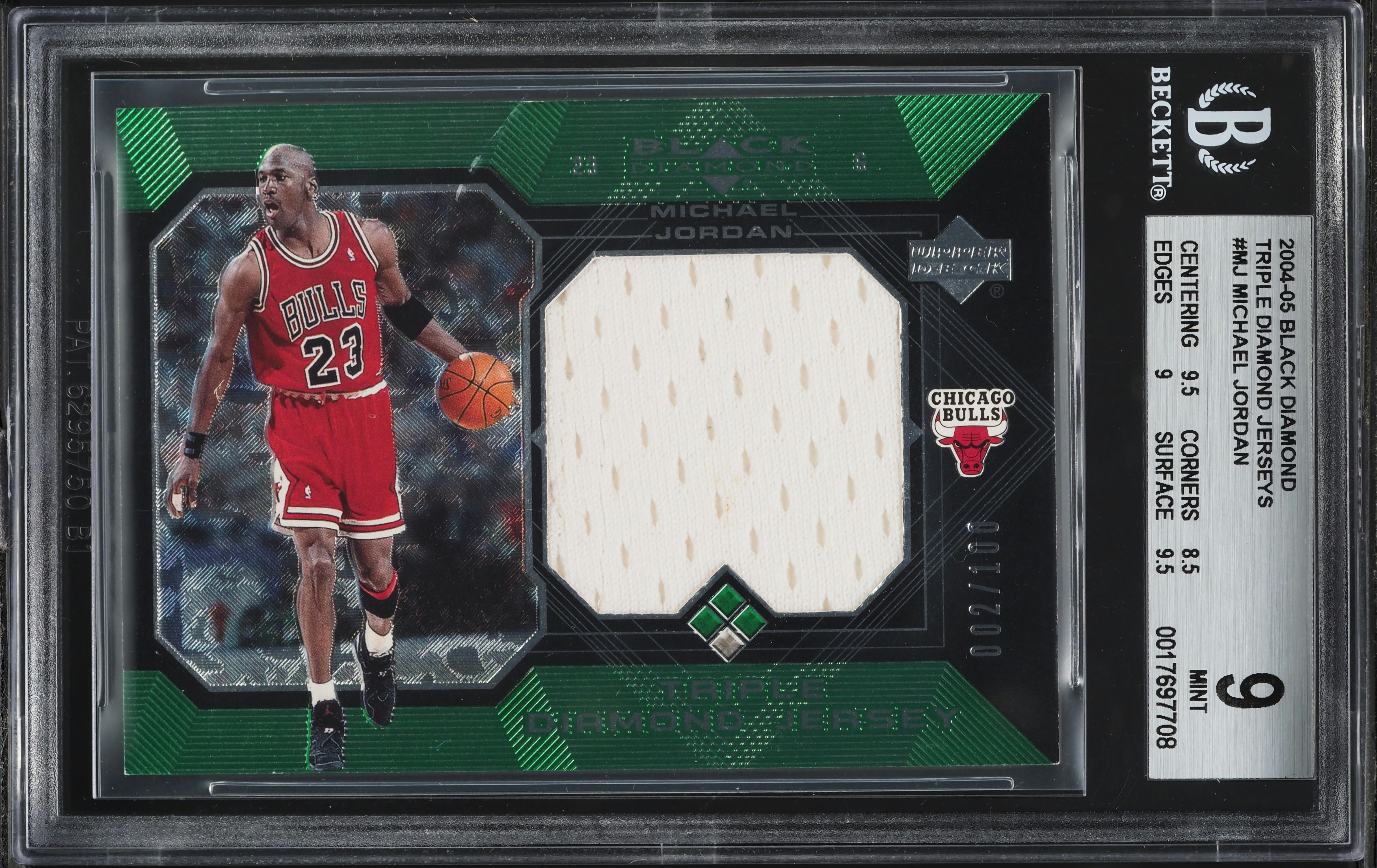2004 Black Diamond Triple Michael Jordan PATCH /100 #TDJ-MJ BGS 9 