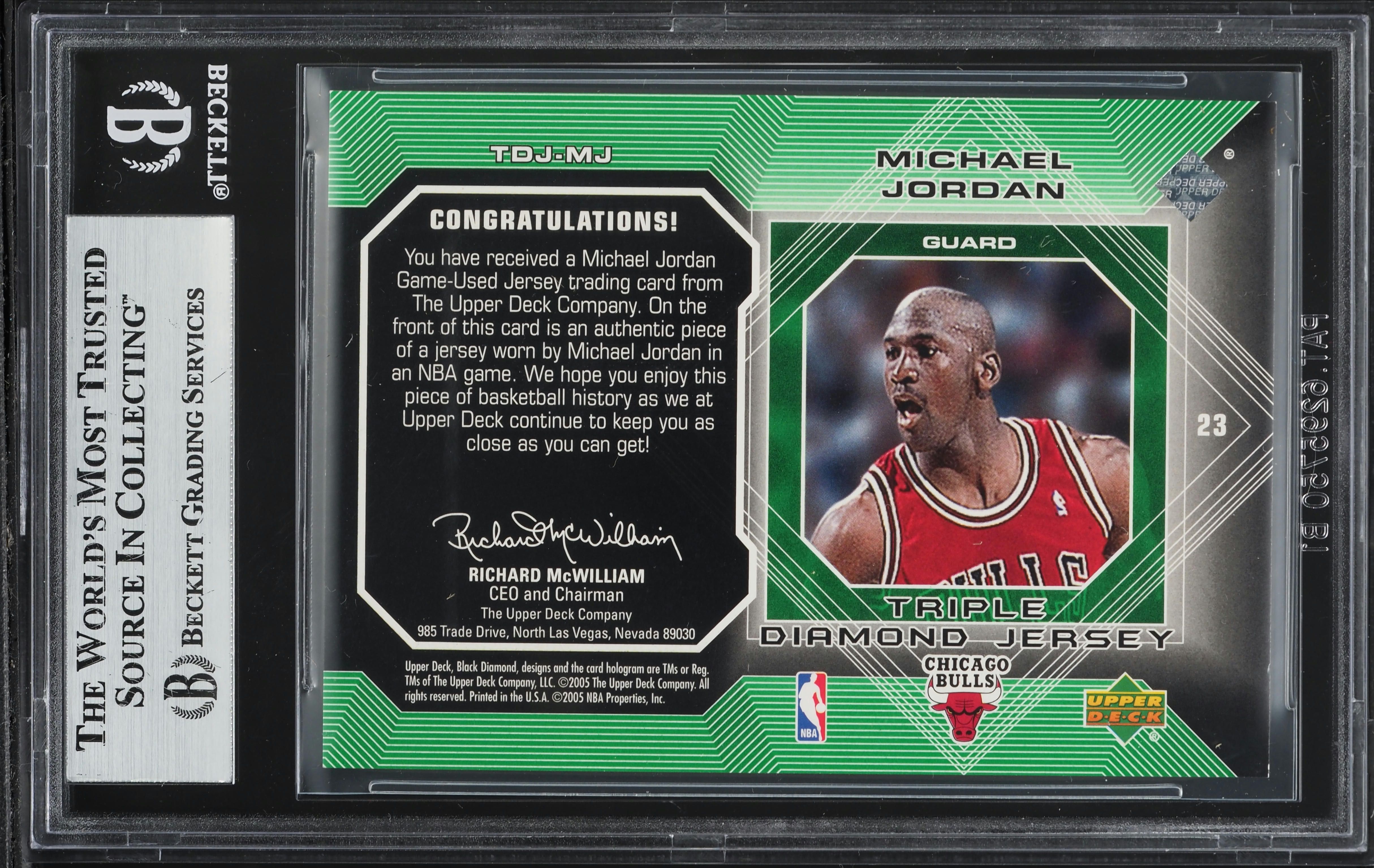 2004 Black Diamond Triple Michael Jordan PATCH /100 #TDJ-MJ BGS 9 