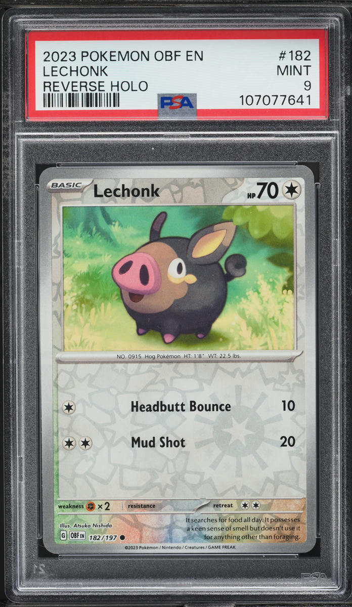 2023 Pokemon SV Obsidian Flames Reverse Holo Lechonk #182 PSA 9 MINT