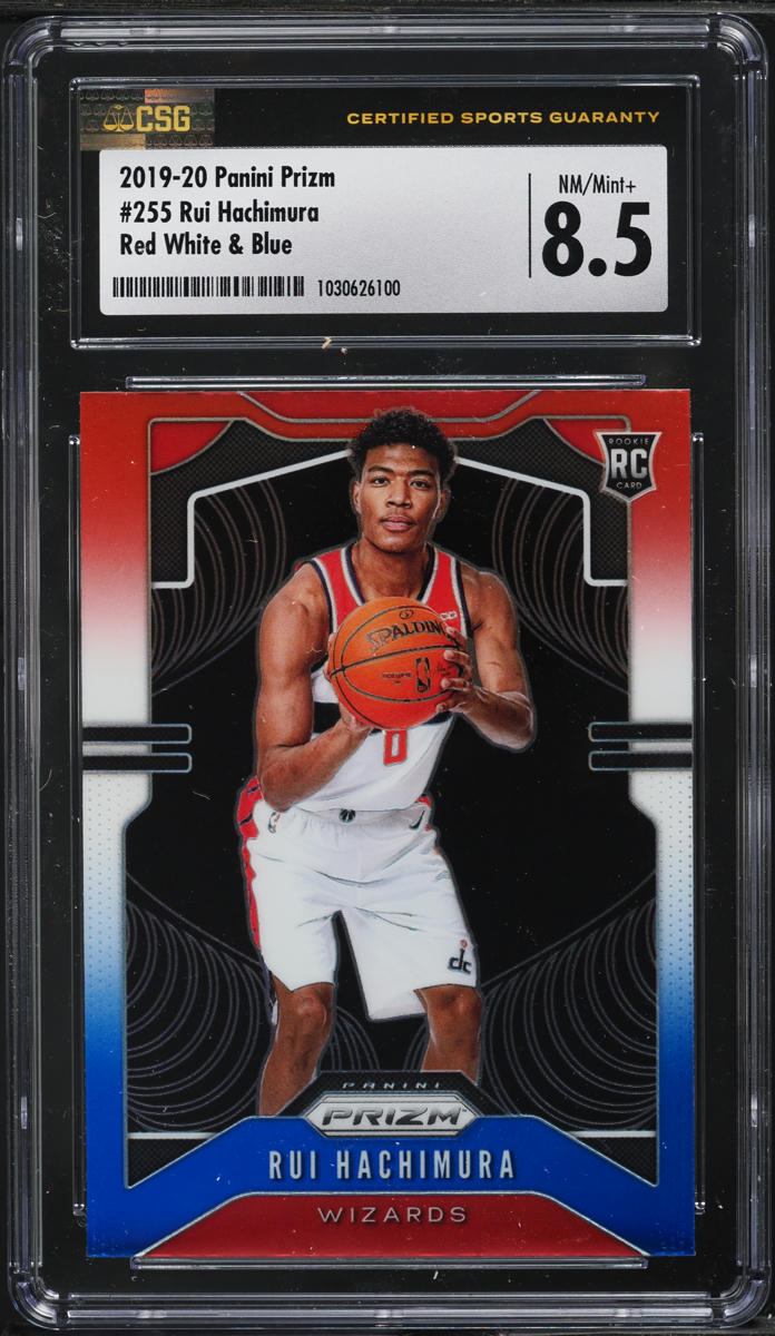 2019 Panini Prizm Red White & Blue Rui Hachimura ROOKIE #255 CSG 8.5 NM-MT+