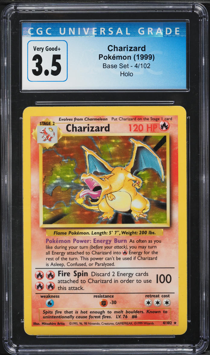 1999 Pokemon Base Set Holo Charizard #4 CGC 3.5 VG+