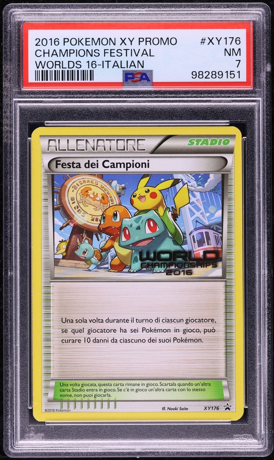 2016 Pokemon Italian XY Black Star Promo Worlds Champions Festival #XY176 PSA 7