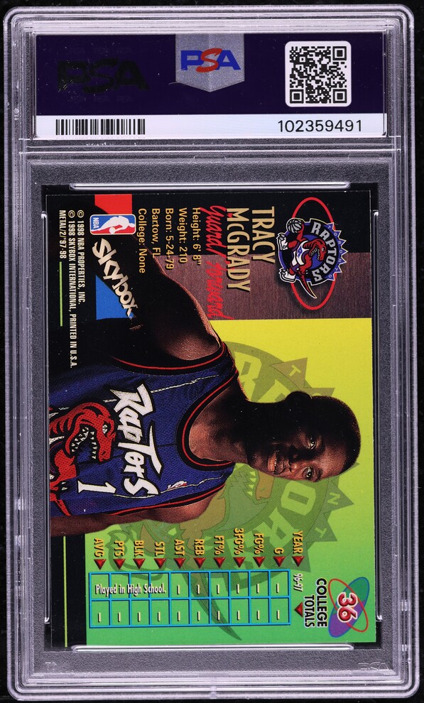 1997 Metal Universe Championship Tracy McGrady #36 PSA 9 MINT on