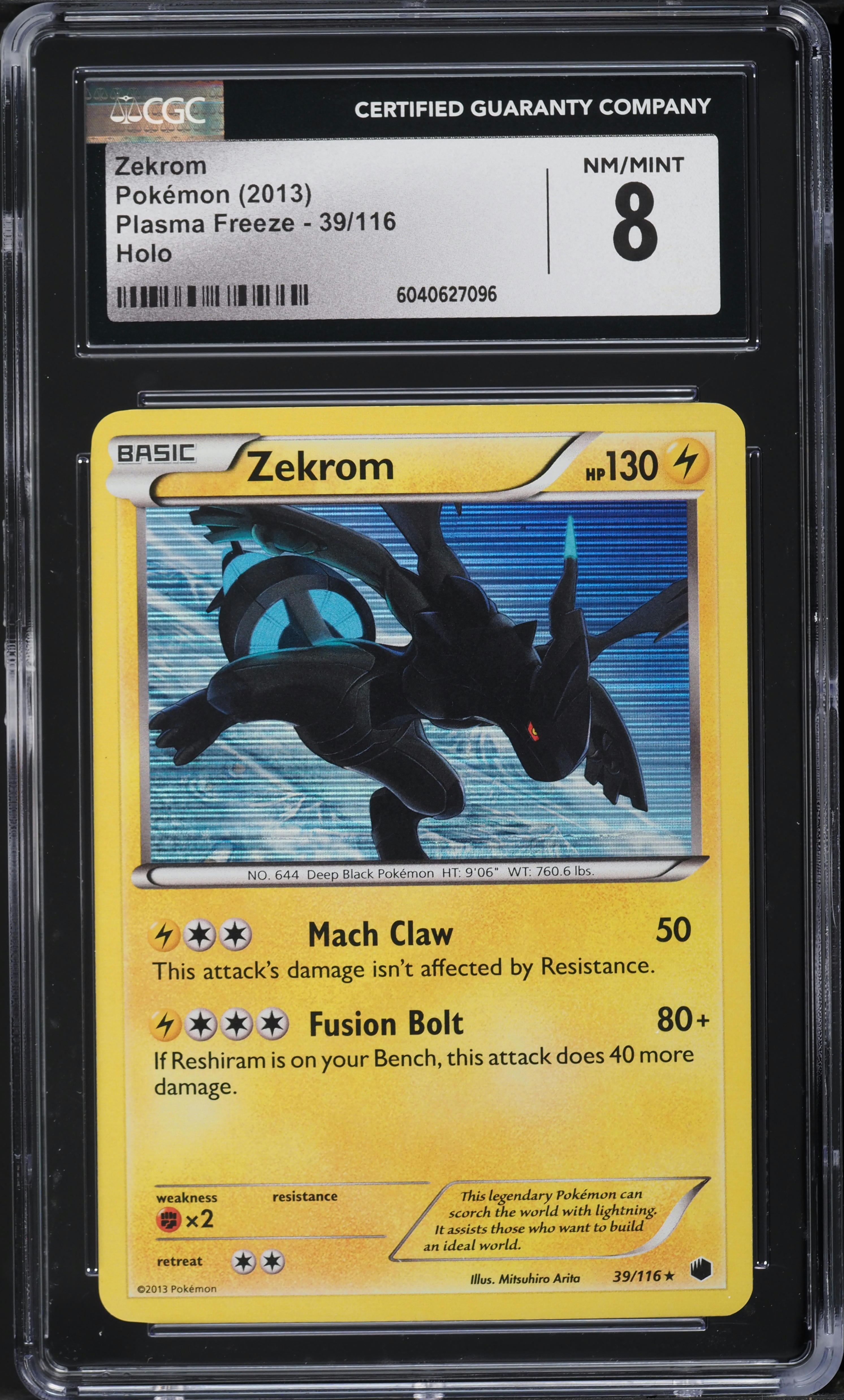 2013 Pokemon Black & White Plasma Freeze Holo Zekrom #39 CGC 8 NM
