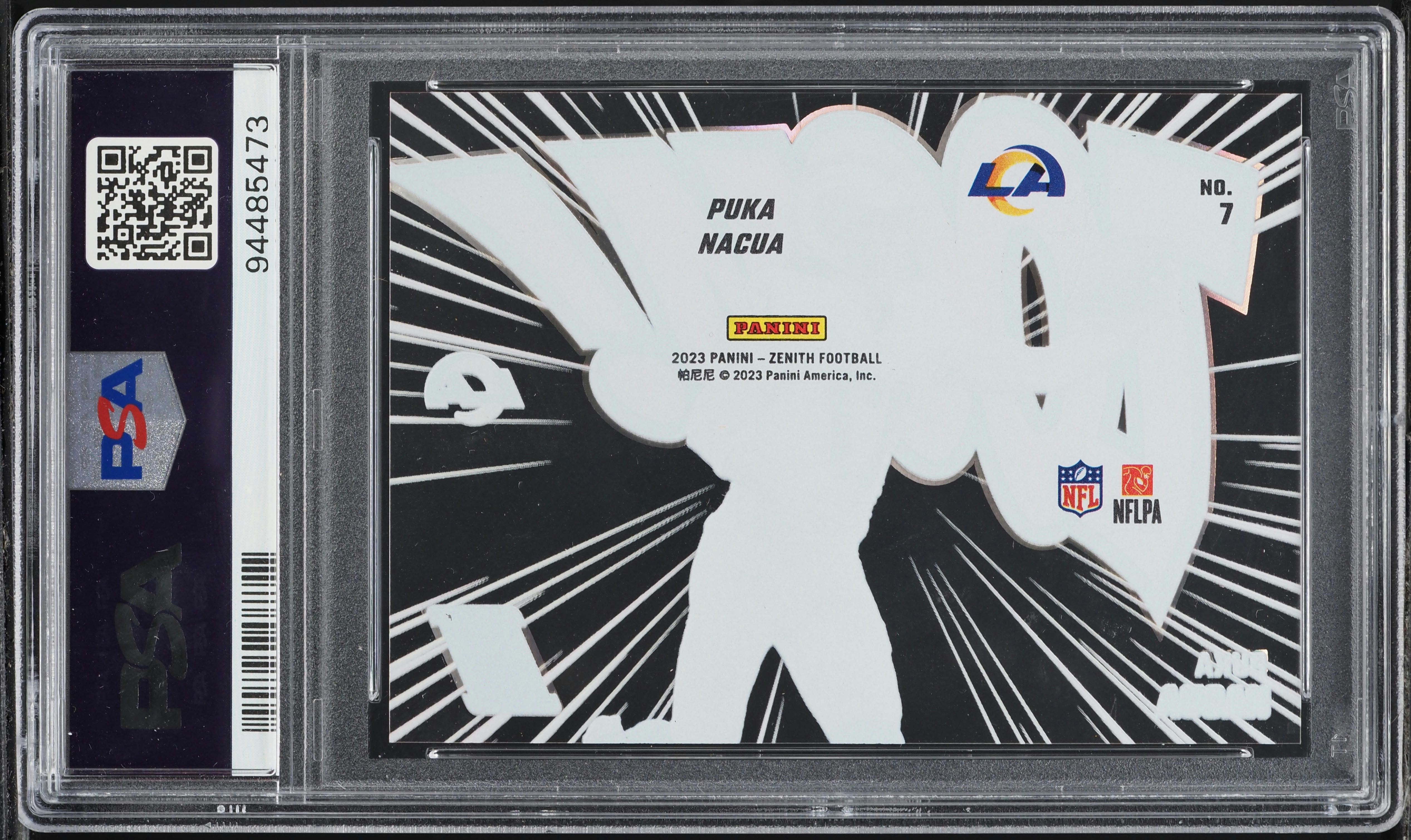 2023 Panini Zenith Zoom! Puka Nacua ROOKIE #7 PSA 10 GEM MINT on