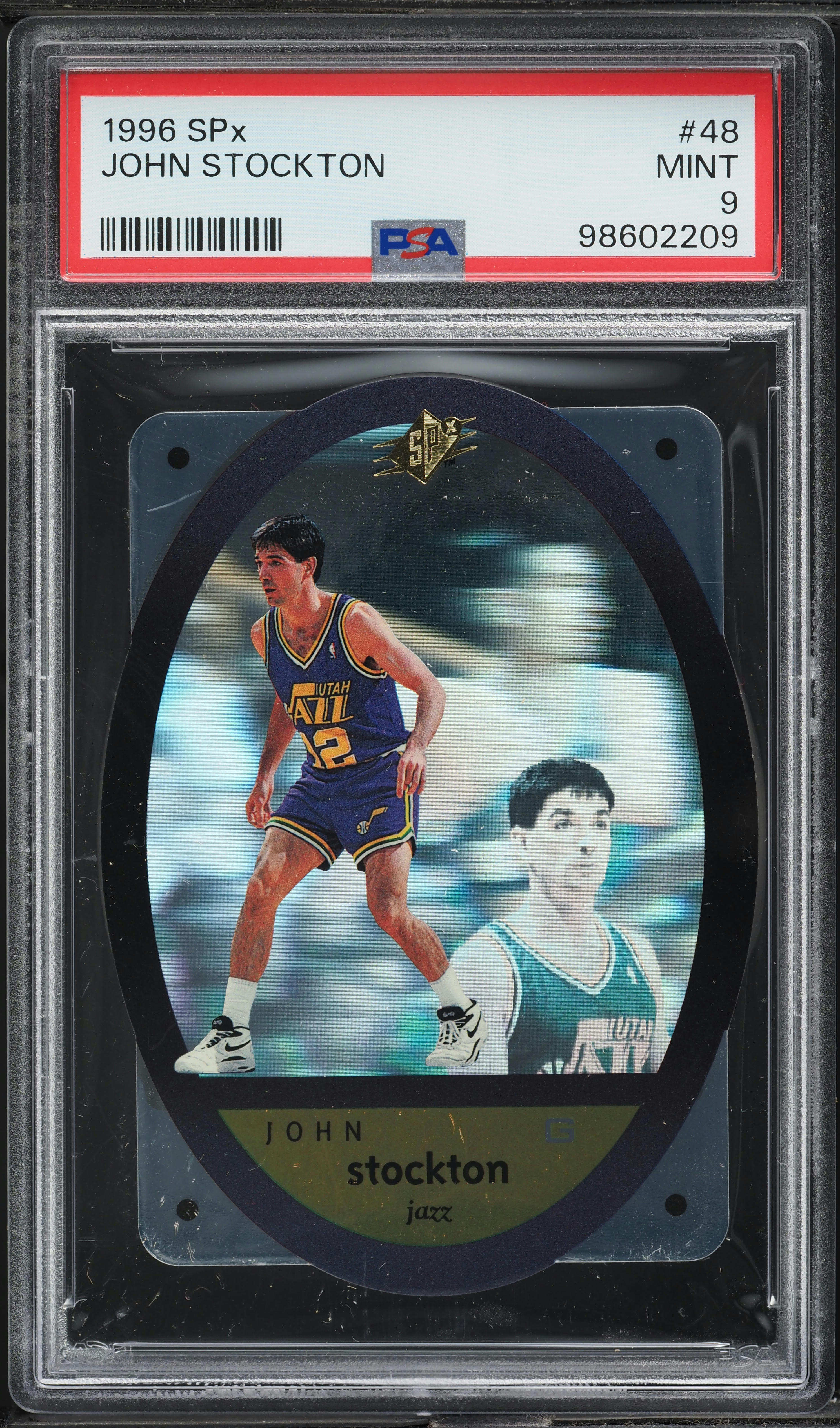 1996 SPx Basketball Die-Cut John Stockton #48 PSA 9 MINT on 