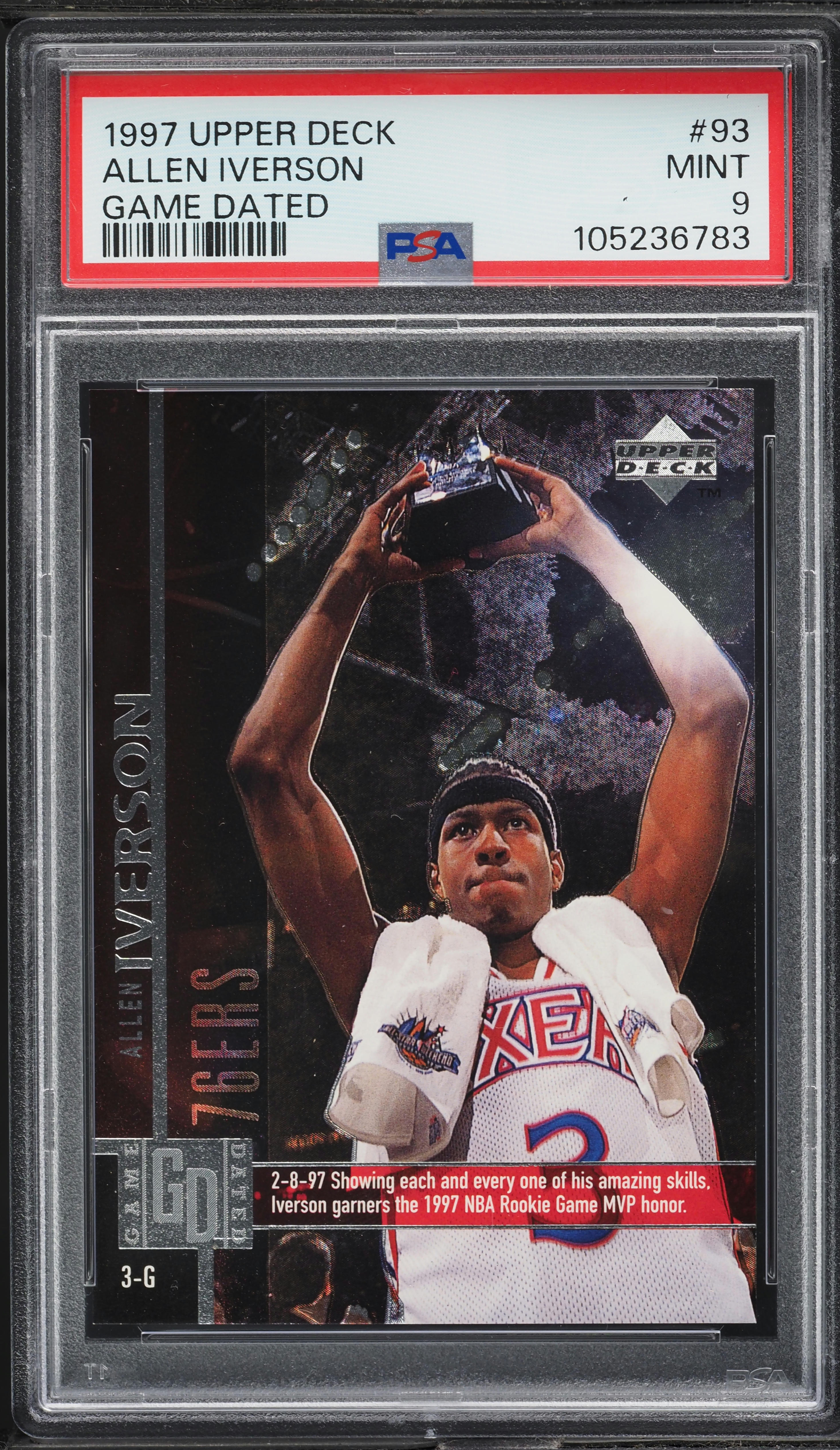 1997 Upper Deck Basketball Allen Iverson #93 PSA 9 MINT on