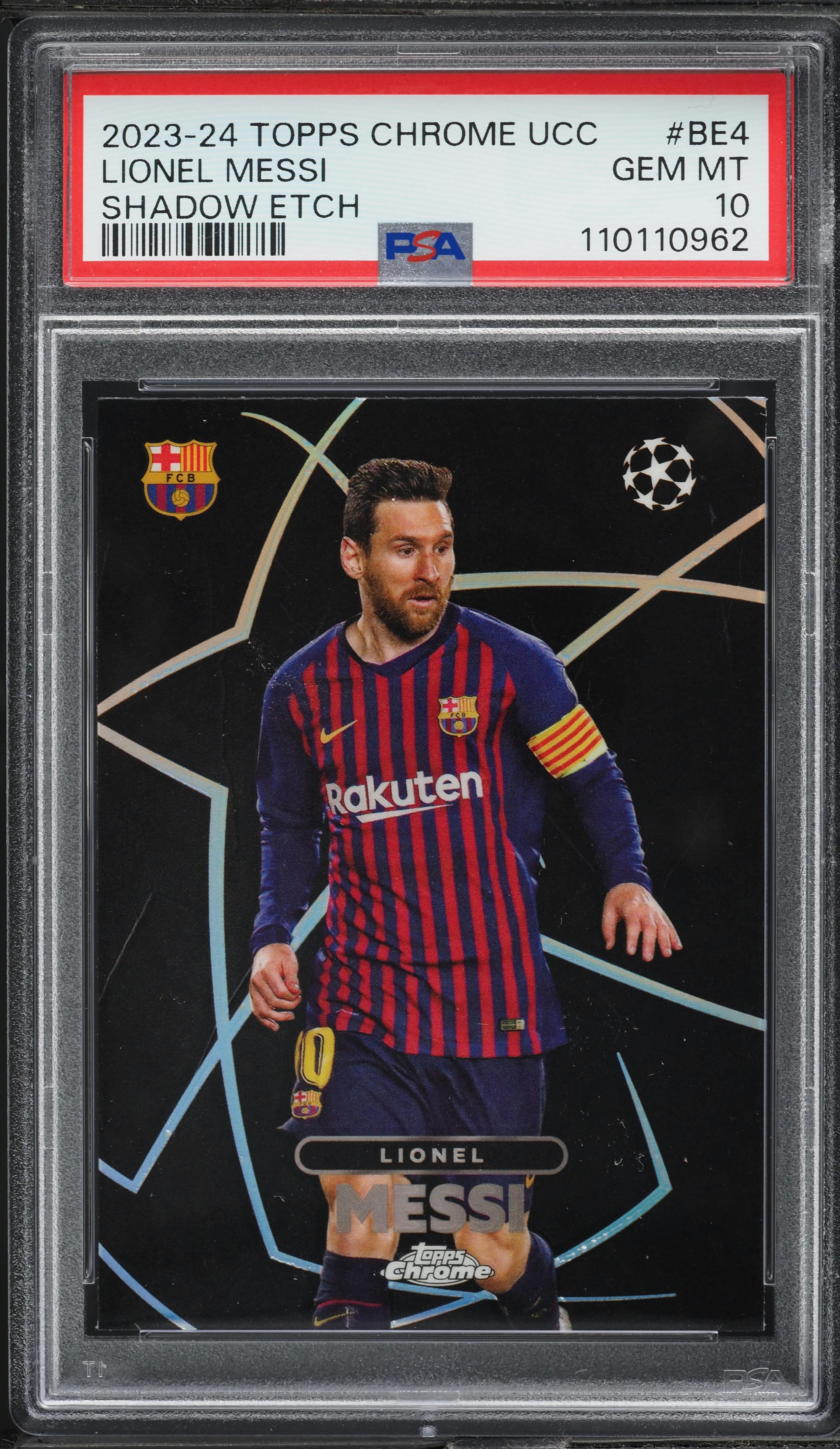 2023 Topps Chrome UEFA Club Competitions Shadow Etch Lionel Messi