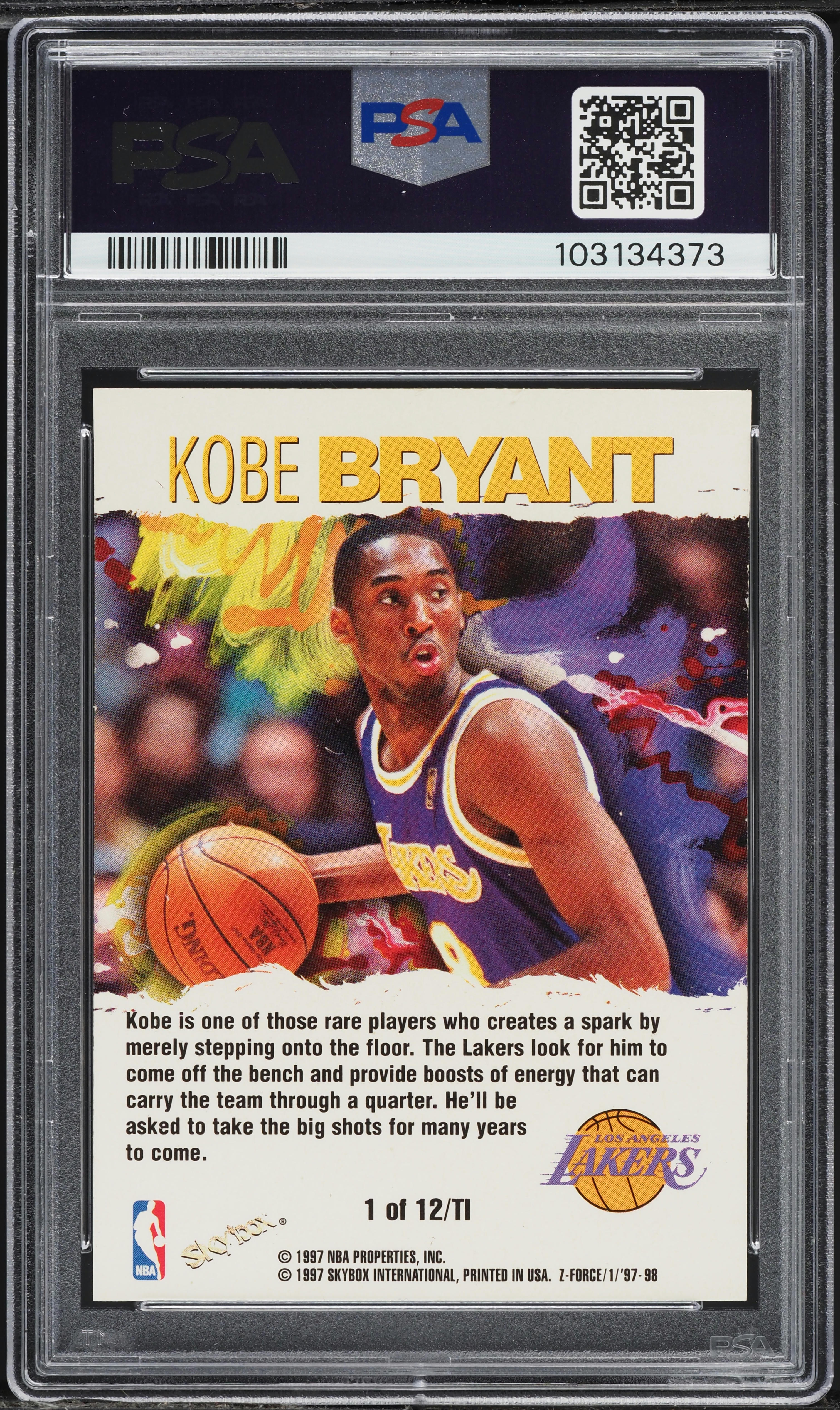 1997 Skybox Z-Force Total Impact Kobe Bryant #1 PSA 8 NM-MT on