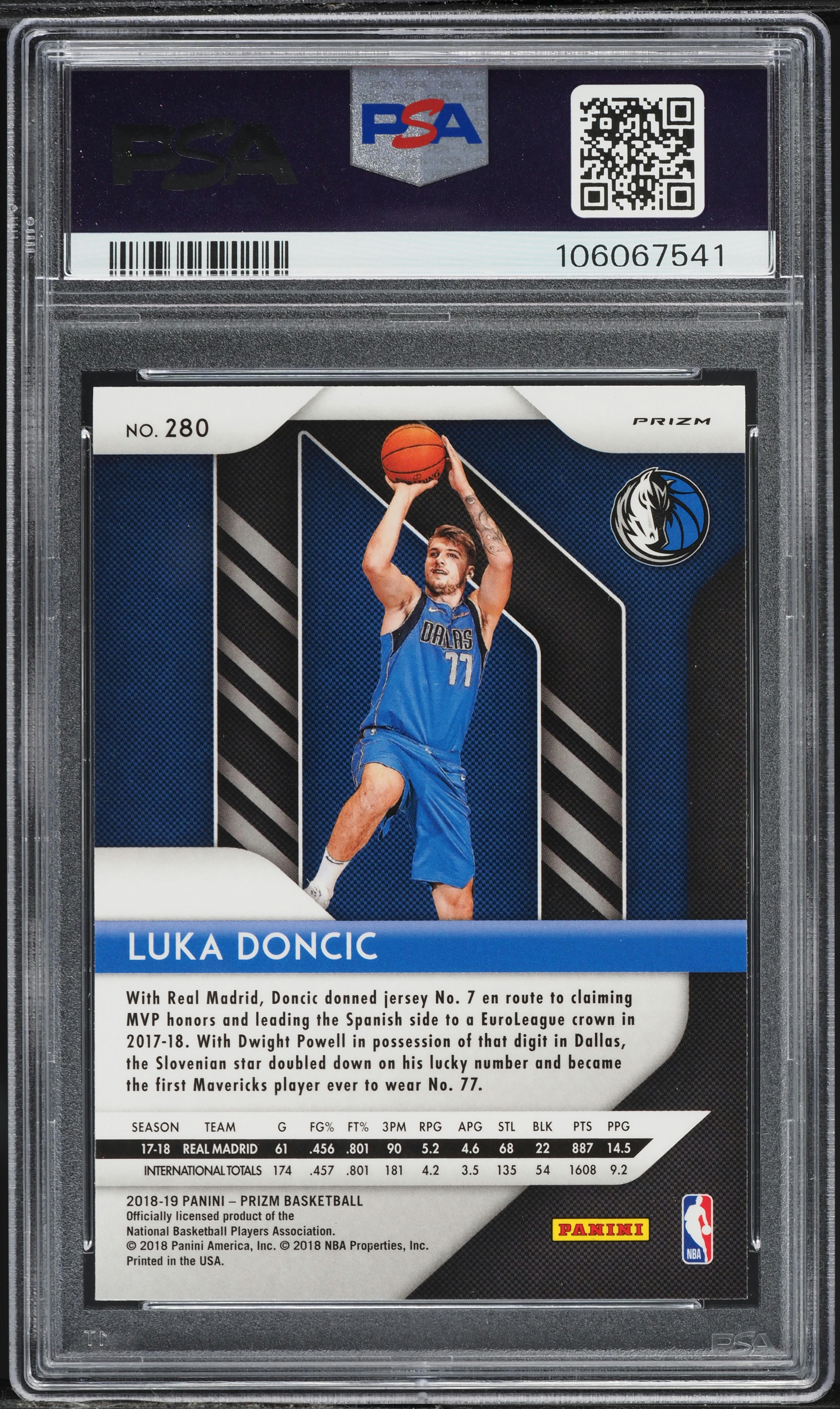 2018 Panini Prizm Green Luka Doncic ROOKIE #280 PSA 9 MINT on