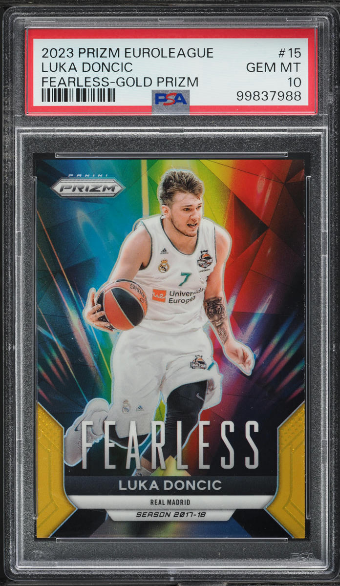 2023 Panini Prizm Turkish Euroleague Fearless Gold Prizm Luka Doncic /10 PSA 10