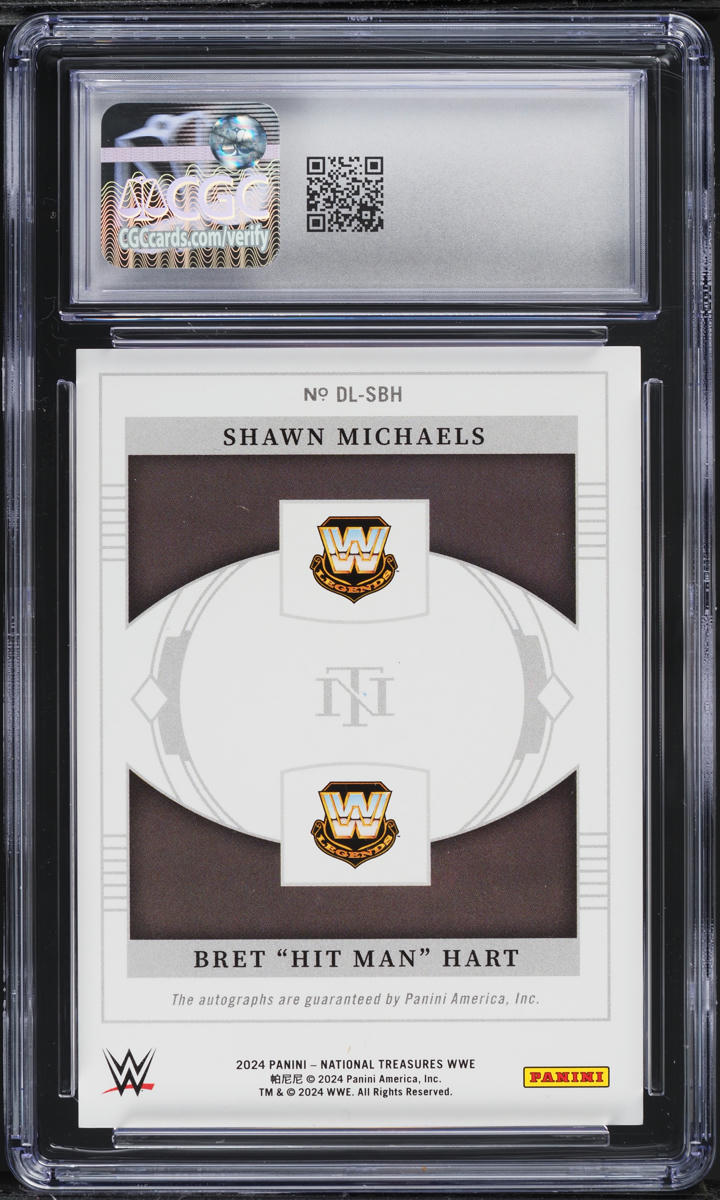 2024 National Treasures WWE Dual Shawn Michaels Bret Hit Man Hart AUTO /25 CGC 9