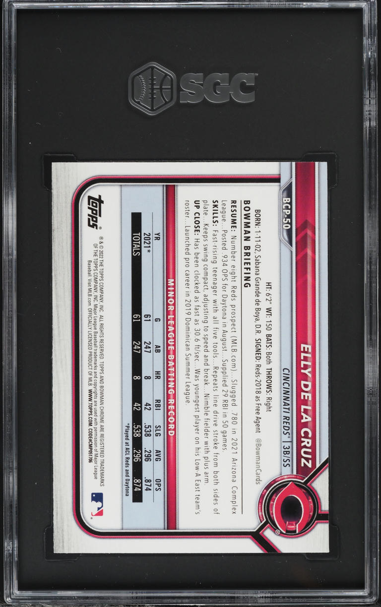 2022 Bowman Chrome Elly De La Cruz PROSPECT #BCP-50 SGC 9 MINT