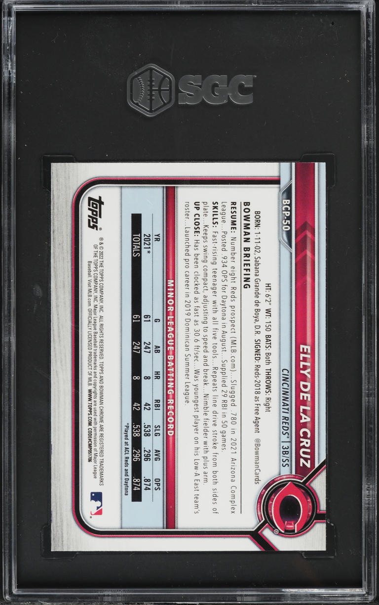 2022 Bowman Chrome Elly De La Cruz PROSPECT #BCP-50 SGC 8 NM-MT