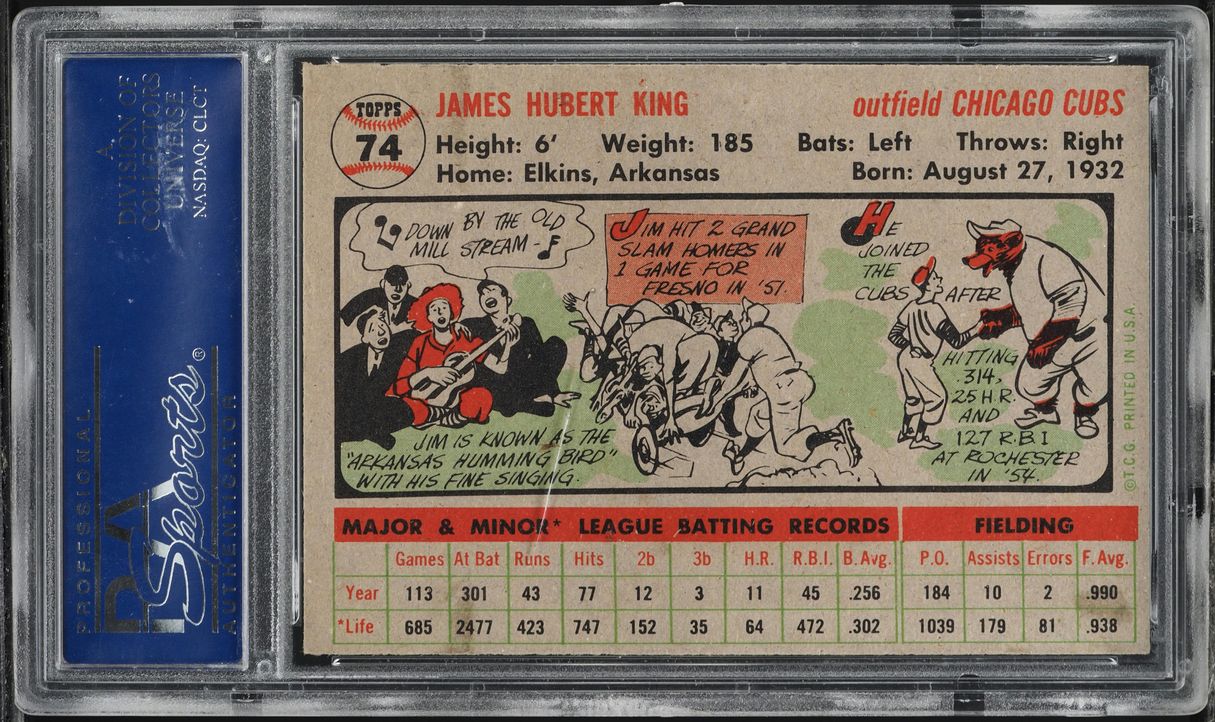 1956 Topps Jim King #74 PSA 7 NRMT