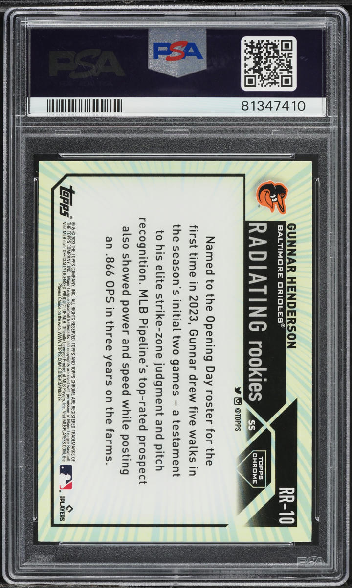 2023 Topps Chrome Radiating Gunnar Henderson ROOKIE #RR-10 PSA 10 GEM MINT