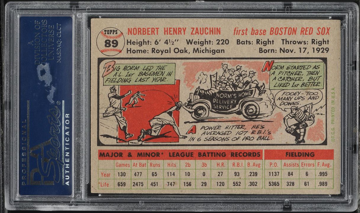 1956 Topps Norm Zauchin #89 PSA 7 NRMT