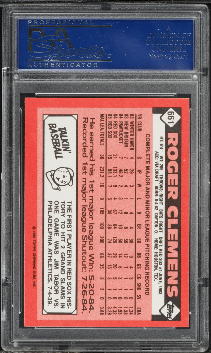 1986 Topps Tiffany Roger Clemens #661 PSA 10 GEM MINT on Fanatics