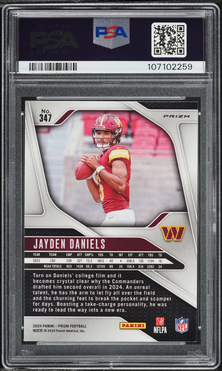 2024 Panini Prizm Lazer Jayden Daniels ROOKIE #347 PSA 10 GEM MINT