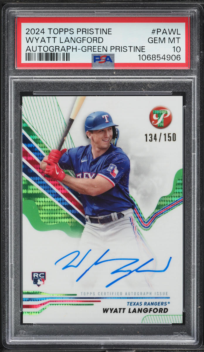 2024 Topps Pristine Green Wyatt Langford ROOKIE AUTO /150 M#PAWL PSA 10 GEM MINT
