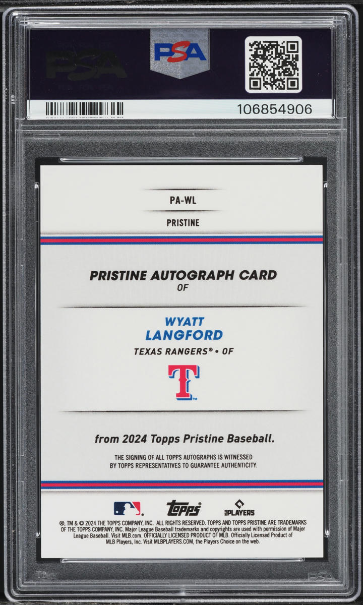 2024 Topps Pristine Green Wyatt Langford ROOKIE AUTO /150 M#PAWL PSA 10 GEM MINT