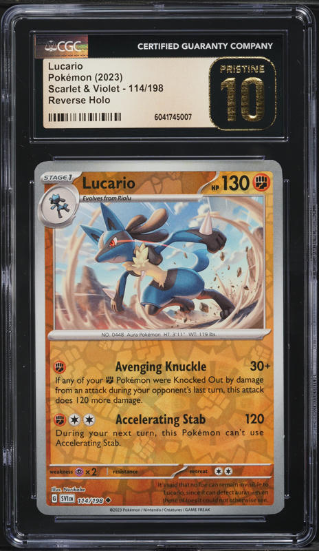 2023 Pokemon Scarlet & Violet Reverse Holo Lucario #114 CGC 10 PRISTINE