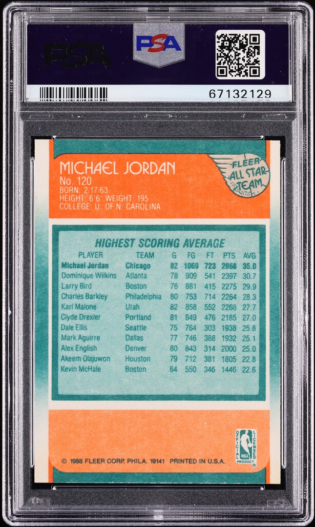 1988 Fleer Basketball Michael Jordan ALL-STAR #120 PSA 8 NM-MT