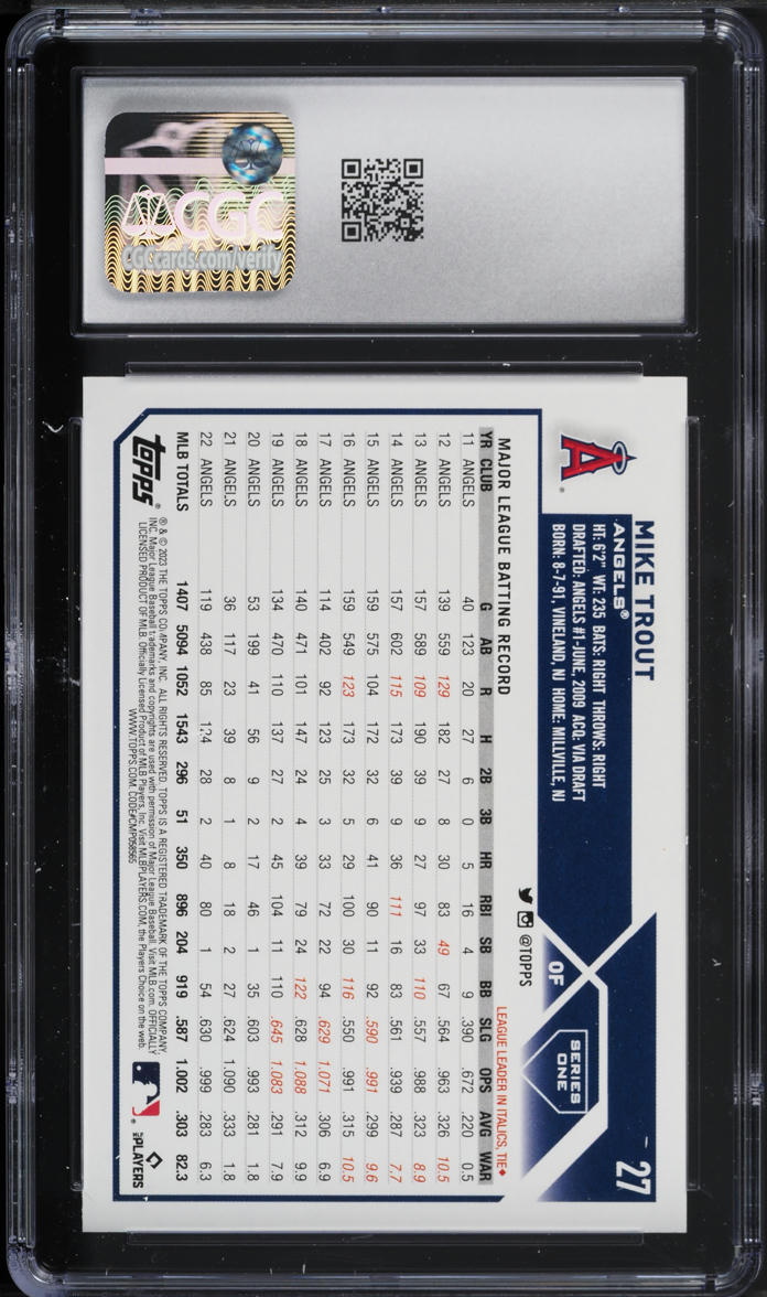2023 Topps Mike Trout #27 CGC 10 GEM MINT