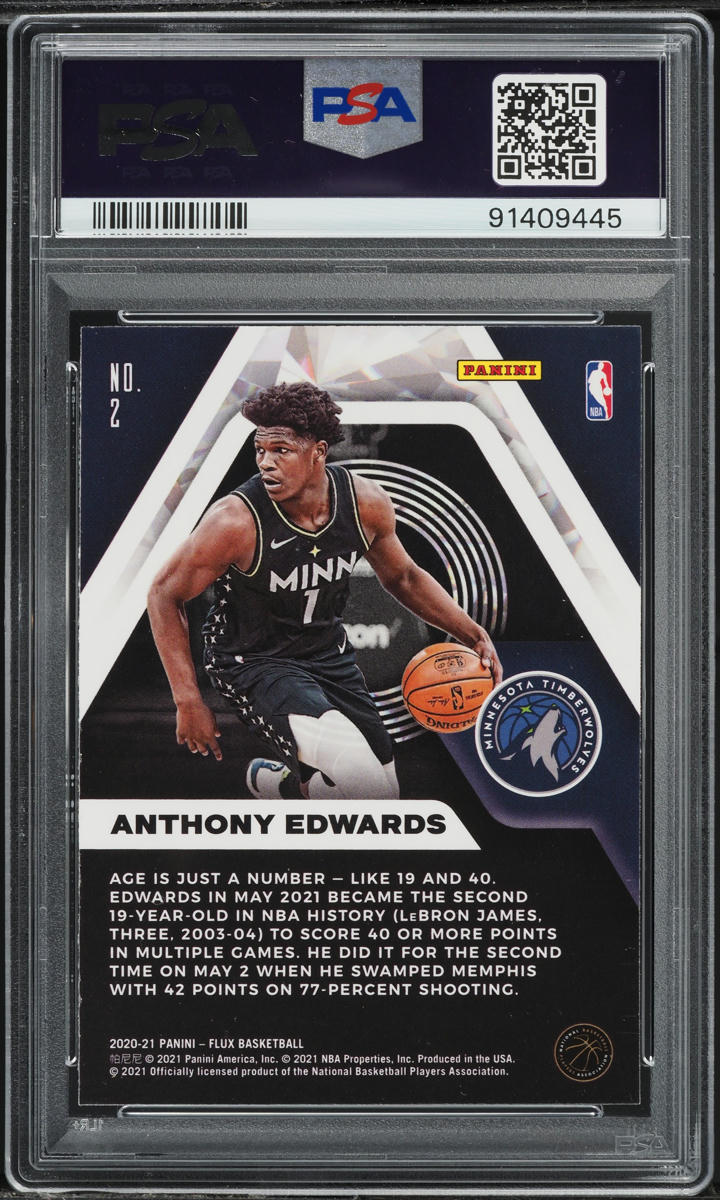 2020 Panini Flux Influx Anthony Edwards ROOKIE #2 PSA 10 GEM MINT