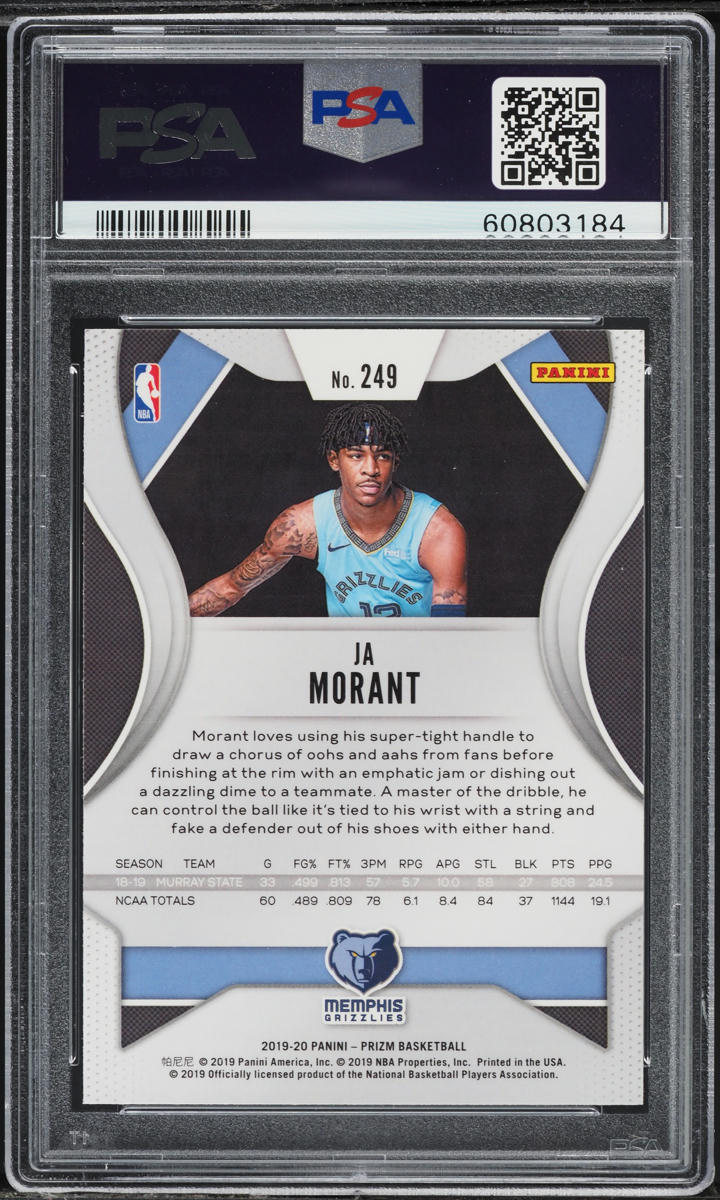 2019 Panini Prizm Ja Morant ROOKIE #249 PSA 10 GEM MINT on