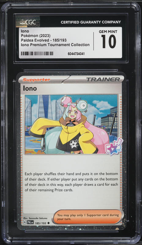 2023 Pokemon SV Paldea Evolved Premium Tournament Iono #185 CGC 10 GEM MINT
