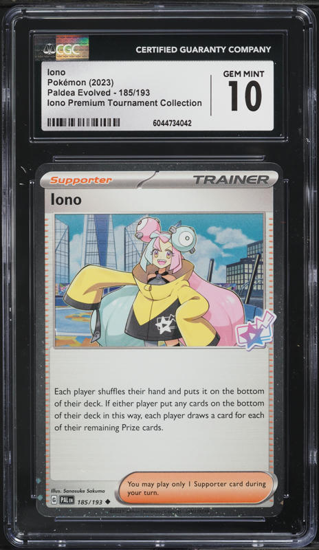 2023 Pokemon SV Paldea Evolved Premium Tournament Iono #185 CGC 10 GEM MINT