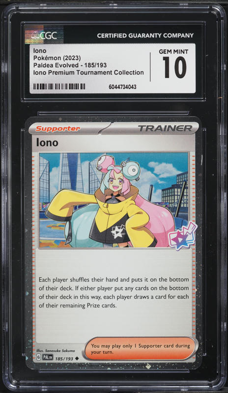 2023 Pokemon SV Paldea Evolved Premium Tournament Iono #185 CGC 10 GEM MINT
