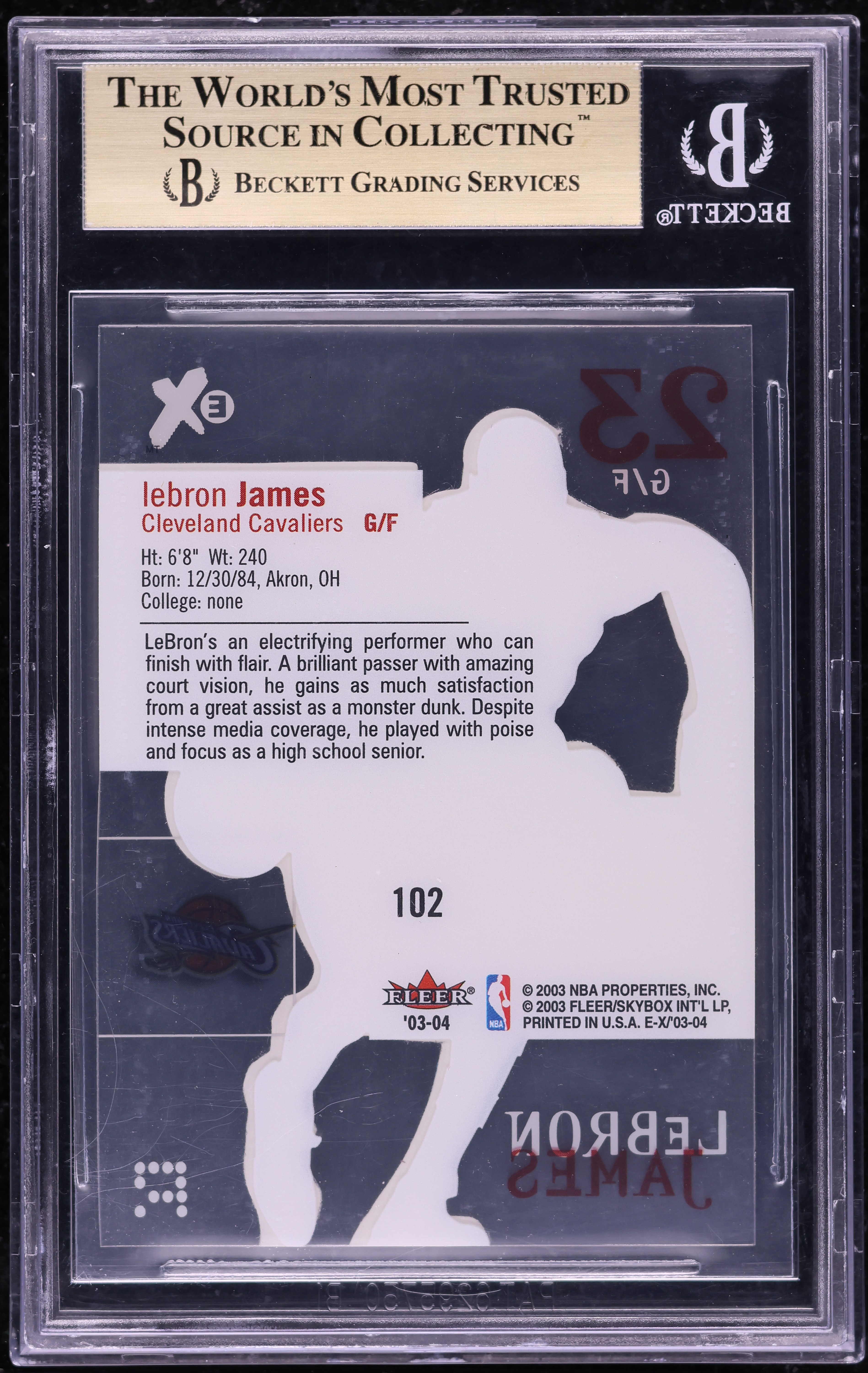 2003 Fleer E-X LeBron James ROOKIE #102 BGS 9.5 GEM MINT on