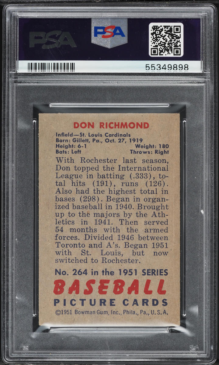 1951 Bowman Don Richmond #264 PSA 5 EX