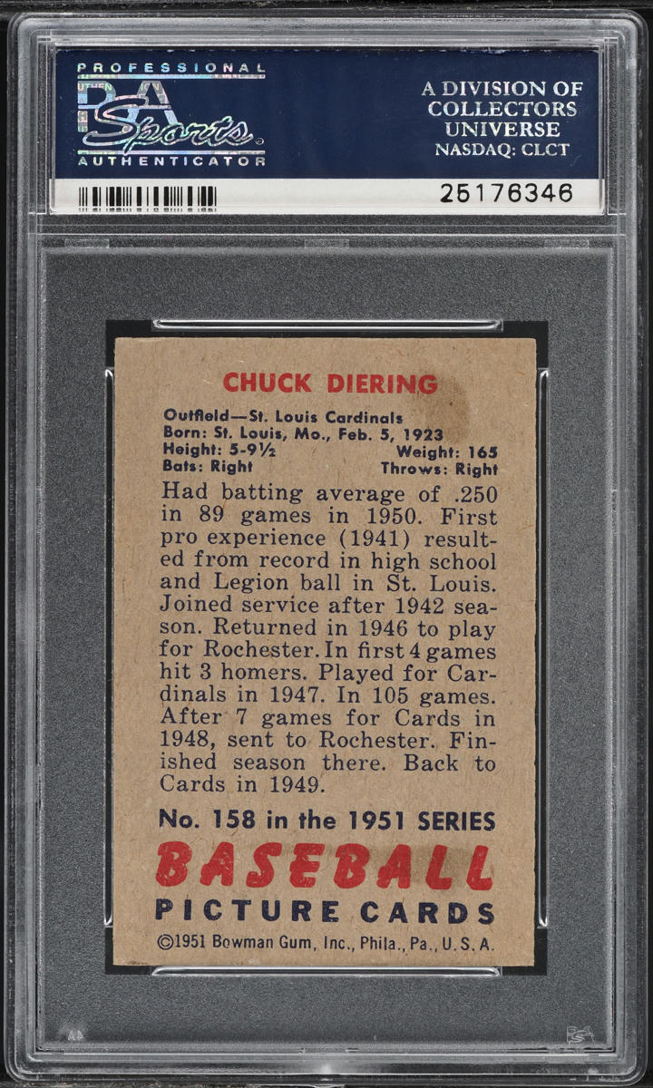 1951 Bowman Chuck Diering #158 PSA 5 EX