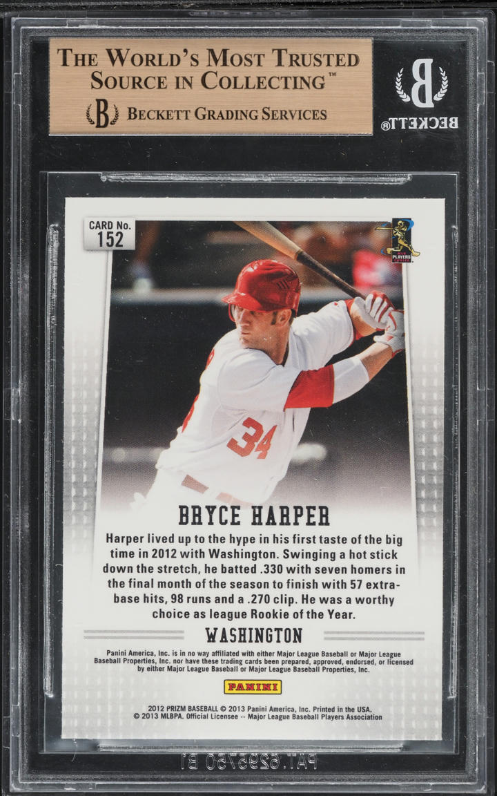 2012 Panini Prizm Bryce Harper ROOKIE #152 BGS 9.5 GEM MINT