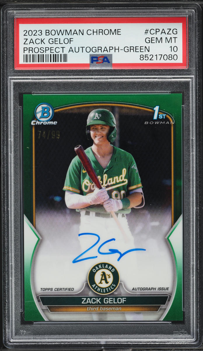 2023 Bowman Chrome Prospect Green Zack Gelof AUTO /99 #CPAZG PSA 10 GEM MINT