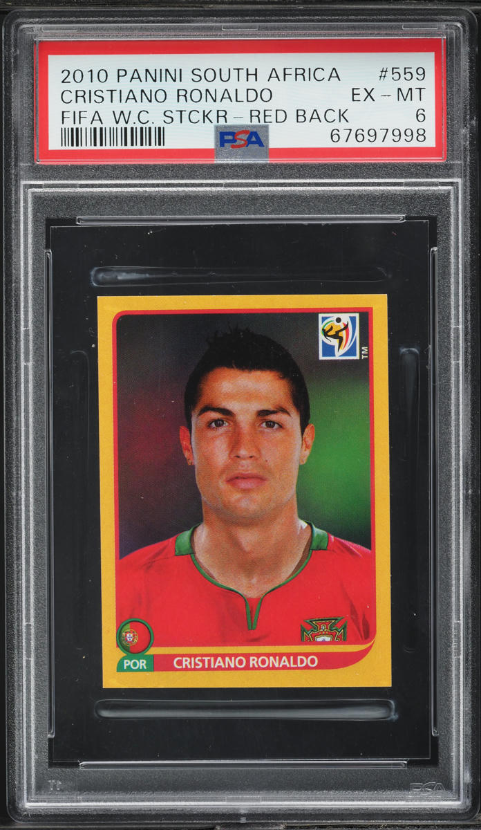 2010 Panini South Africa FIFA World Cup Sticker Red Back Cristiano Ronaldo PSA 6