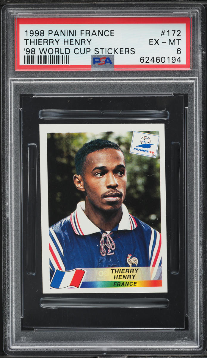 1998 Panini France '98 World Cup Stickers Thierry Henry ROOKIE #172 PSA 6 EXMT