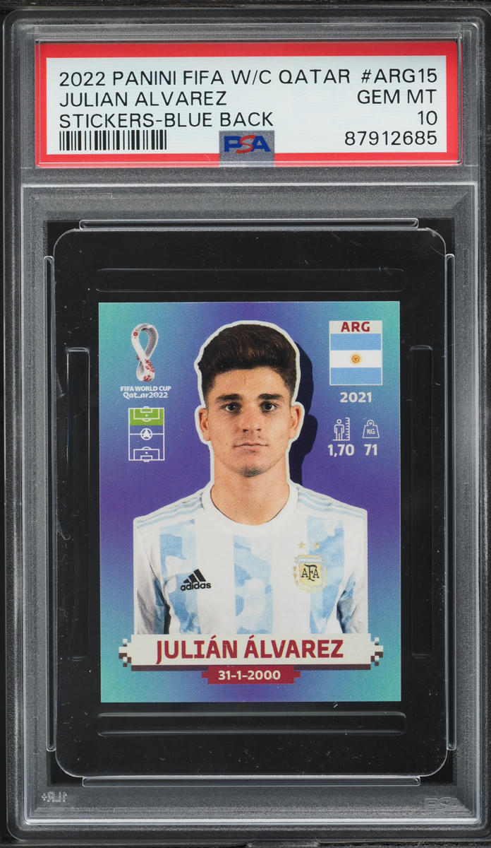 2022 Panini FIFA World Cup Qatar Stickers Blue Back Julian Alvarez
