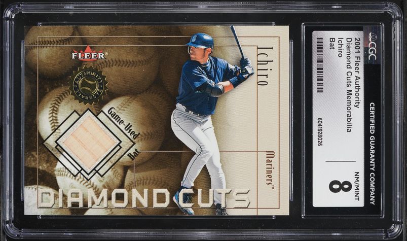 2001 Fleer Authority Diamond Cuts Bat Ichiro Suzuki ROOKIE PATCH